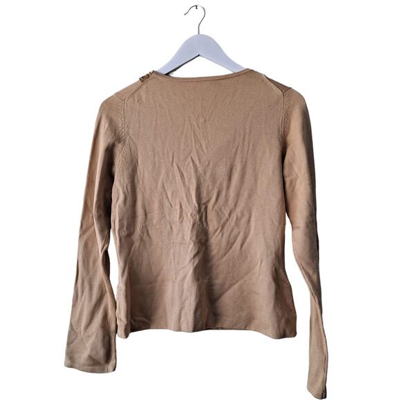 INC Mustard Gold Beaded Long Sleeve Slit Front Sweater / Knit Top - M - Picture 2 of 10